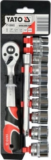 Yato Komplet nasadek z akcesoriami 3/8", 12CZ Yato
