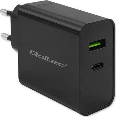 Ładowarka Qoltec Ładowarka Super Quick PD | 1xUSB-C | 1xUSB | 45W | 5-20V | 2.25-3A | Czarna