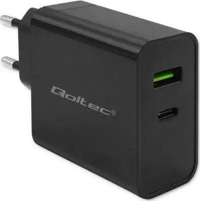 Ładowarka Qoltec Ładowarka Super Quick PD | 1xUSB-C | 1xUSB | 45W | 5-20V | 2.25-3A | Czarna