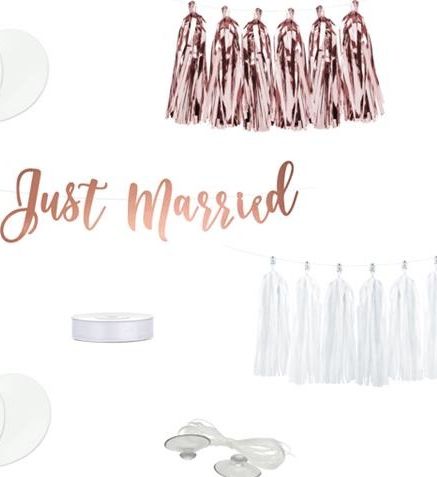 Party Deco Zestaw dekoracji na samochód Pary Młodej, Just Married, mix uniwersalny