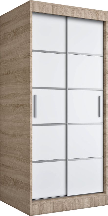 Elior Szafa przesuwna w kolorze dąb sonoma + biały - Livia 2X