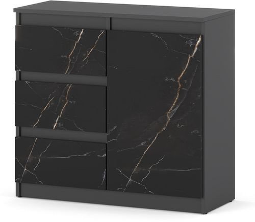 Komoda Z 3 Szufladami Mała Szafka Pojemna 80cm Szary Mat San Sebastian