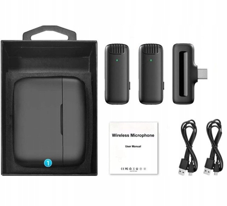 2X MIKROFON KRAWATOWY BEZPRZEWODOWY USB-C + ETUI