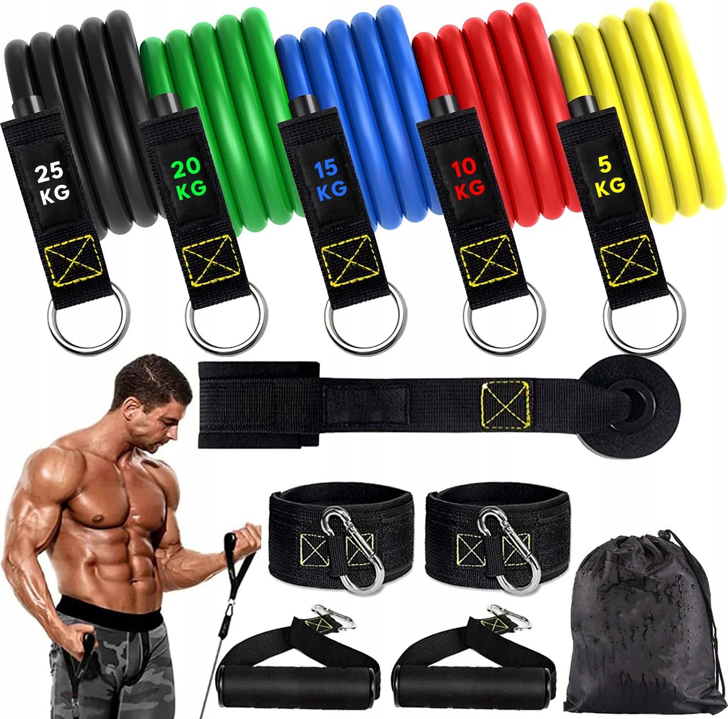 ZESTAW 5 GUM TRENINGOWYCH Z UCHWYTAMI TB2