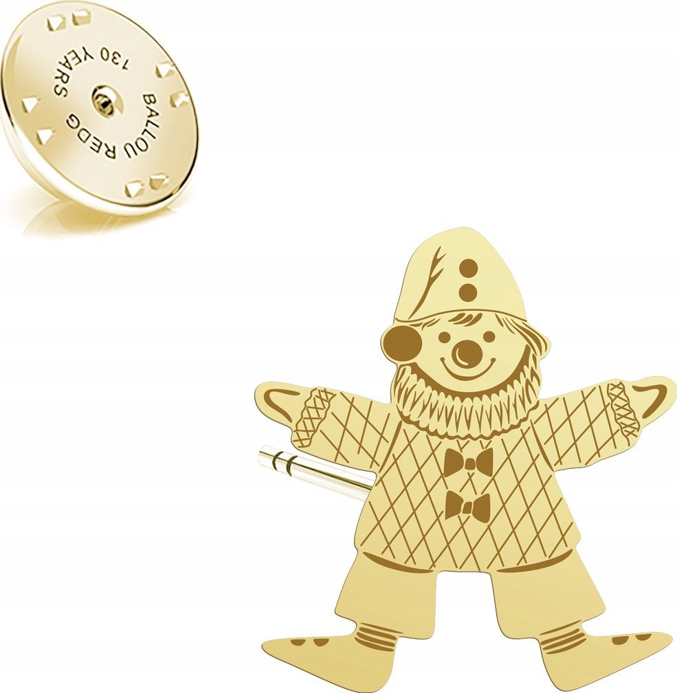 Radziszewska Jewellery Pin Złoty Pajacyk Wpinka Prezent Biżuteria Srebro 925 ŻYCZENIA GRATIS