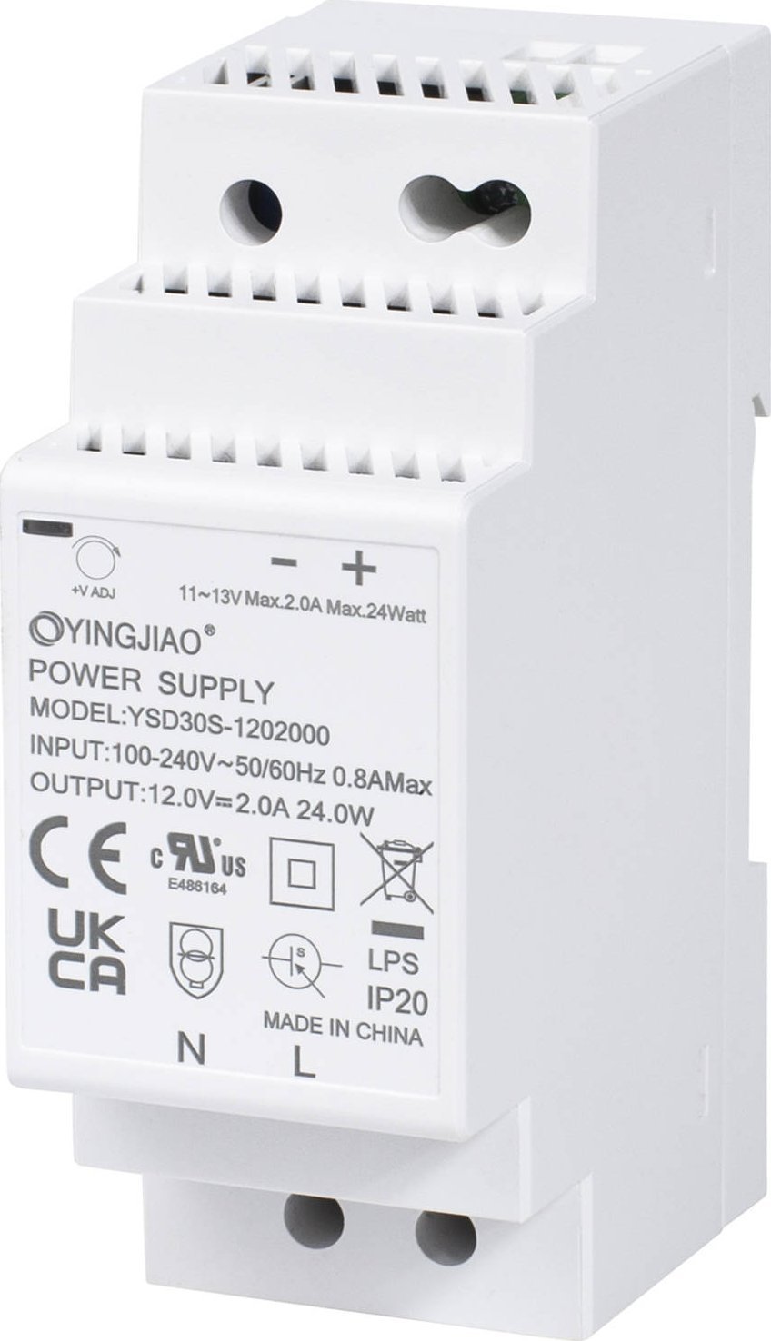 Zasilacz YingJiao ZASILACZ IMPULSOWY NA SZYNĘ DIN YINGJIAO YSD30S-1202000 12V/24W/2A