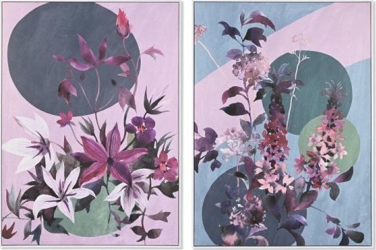 DKD Home Decor Obraz DKD Home Decor Kvety Nowoczesny (102,5 x 4,3 x 142,6 cm) (2 Sztuk)