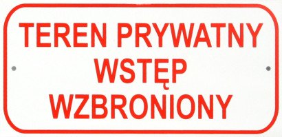 Tablica mała 10x20cm Teren Prywatny Wstęp Wzbroniony - T003