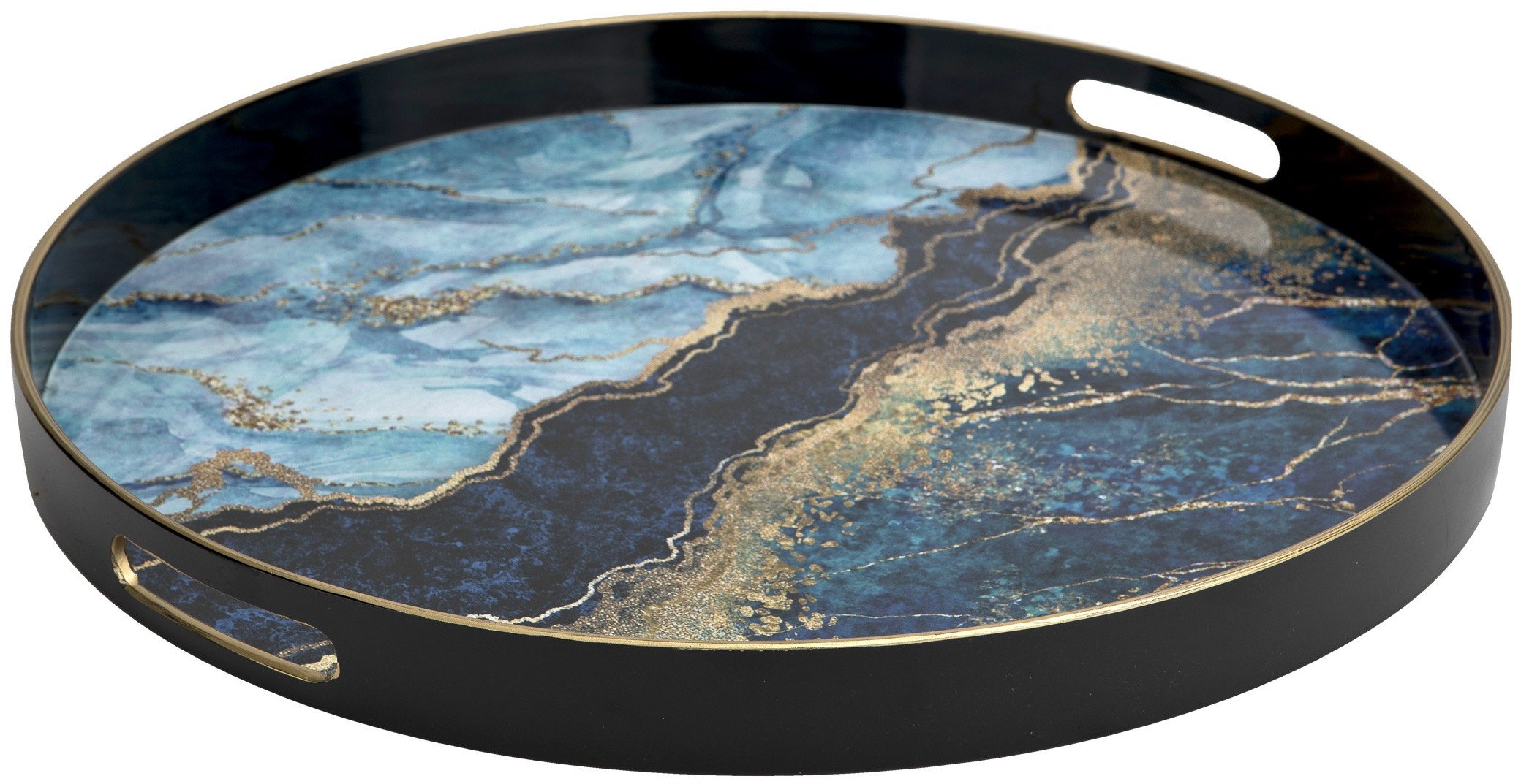 Taca dekoracyjna 46 cm czarno - złota Tulum 135948