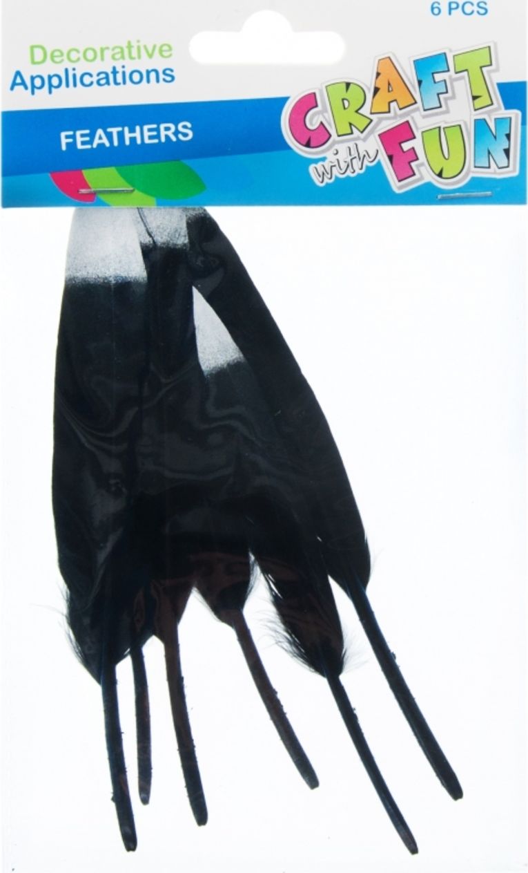 Craft with Fun CF OZDOBA DEK PIORKA 10-15CM 6SZT CZAR/SR 20/600