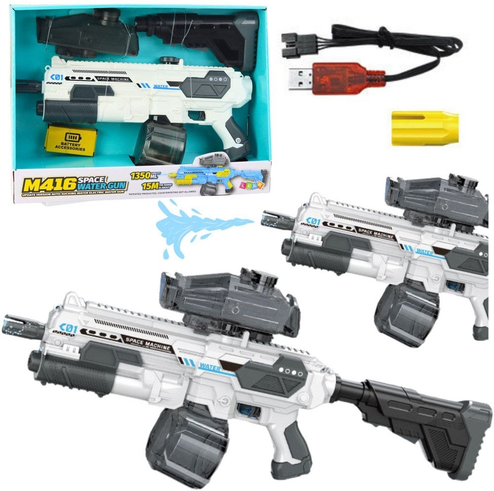 Karabin M16 Pistolet Kosmiczny Na Wodę Elektryczny 1350ml LEAN Toys