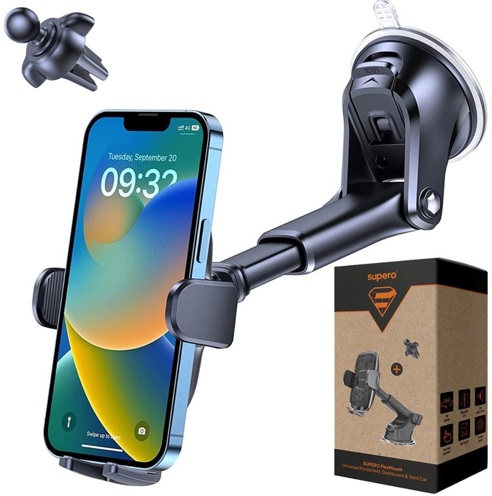 Uchwyt samochodowy na szybę Supero, czarny