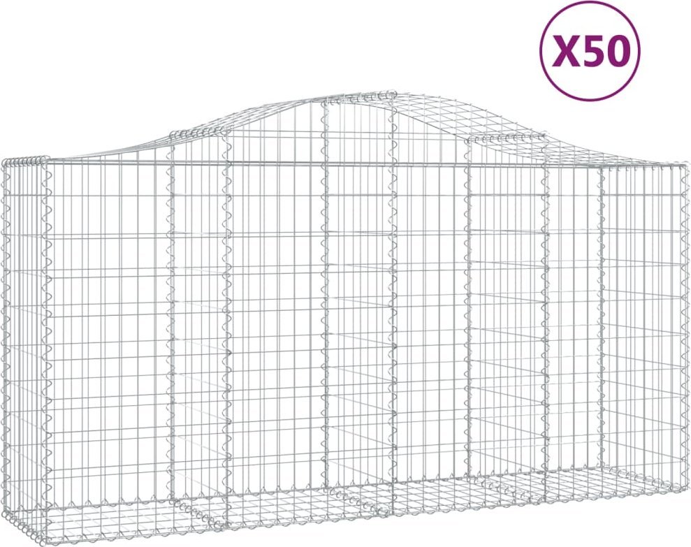 vidaXL vidaXL Kosze gabionowe, 50 szt, 200x50x100/120cm, galwanizowane żelazo