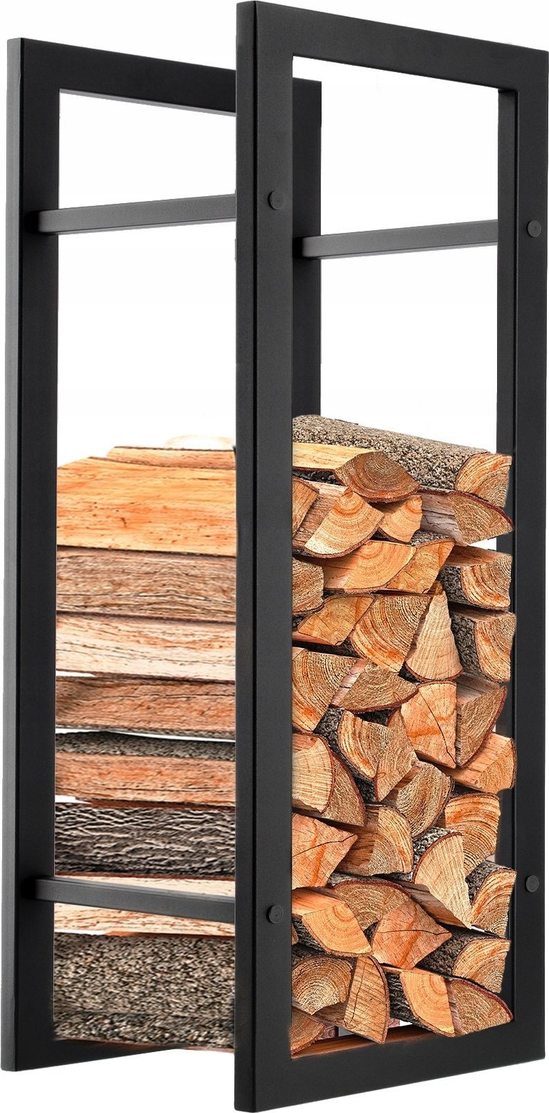 Kadax Stojak Na Drewno Kominkowe Kosz Metalowy Czarny