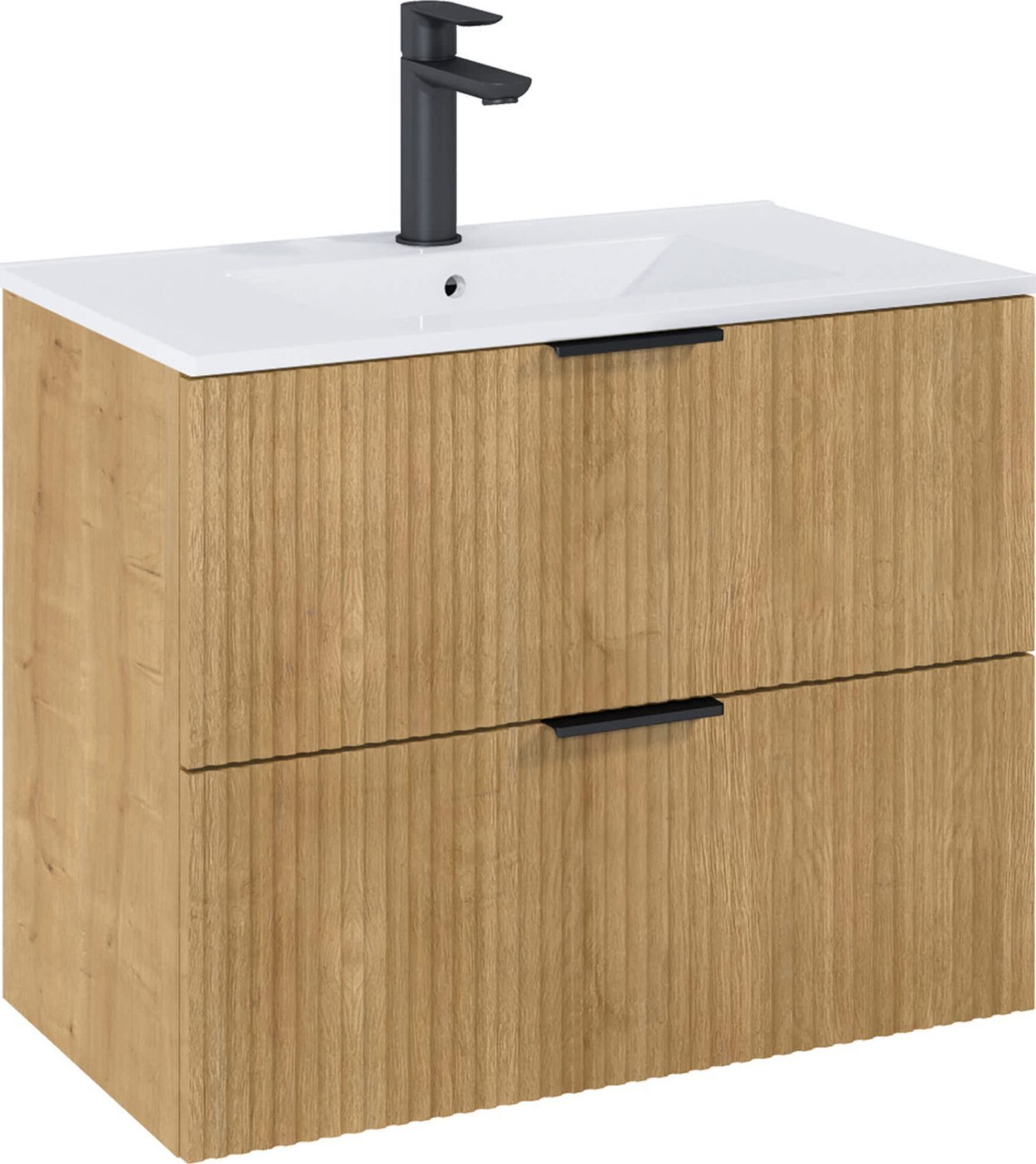 A857955464 / ROCA / REEF SZAFKA ŁAZIENKOWA 80 CM Z 2 SZUFLADAMI, DO KOMPLETACJI Z UMYWALKĄ HEBE, JASNY DĄB