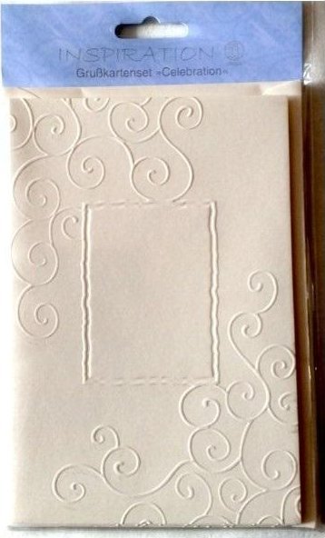 Karty tłoczone + koperty ornament creme 03 5szt