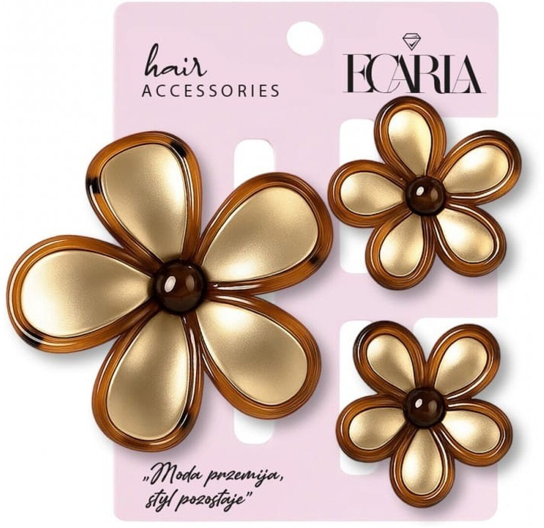 Ecarla Zestaw spinek do włosów klamer 3w1 kwiat omre xl + 2 szt. mini spinek sp433 1 op.-3 szt.