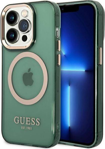 Guess Guess GUHMP14XHTCMA iPhone 14 Pro Max 6,7" zielony/khaki hard case Gold Outline Translucent MagSafe