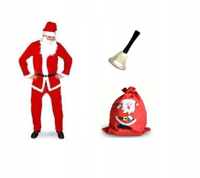 Strój Mikołaja (kurtka, czapka, broda, spodnie)