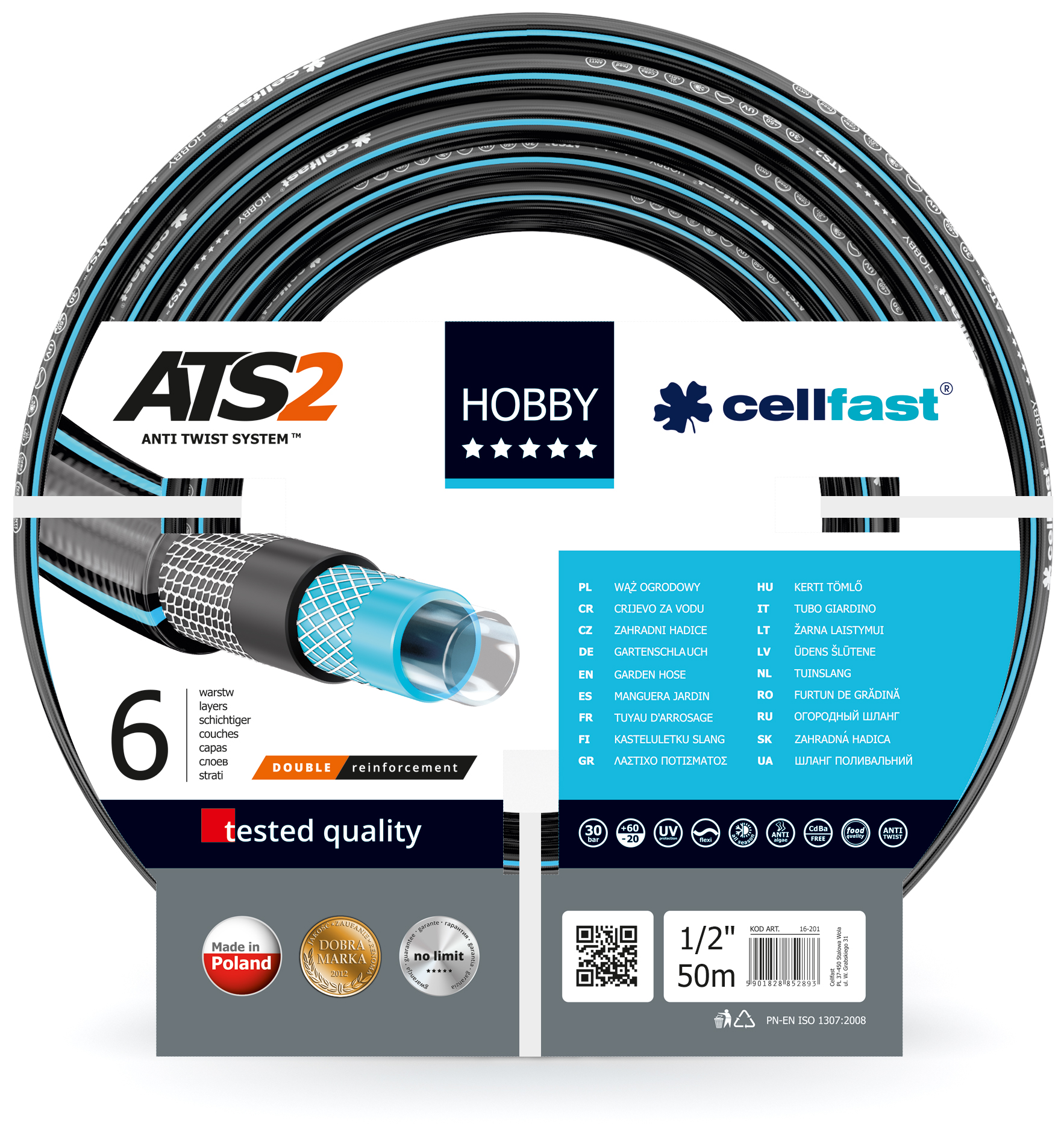 Cellfast Wąż ogrodowy Hobby ATS2 1/2" 50m (16-201)