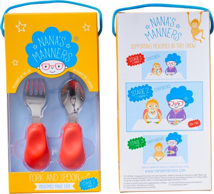 Nana`s Manners Zestaw Widelec i łyżka Etap 2 Orange 1-3 lat Nana's Manners