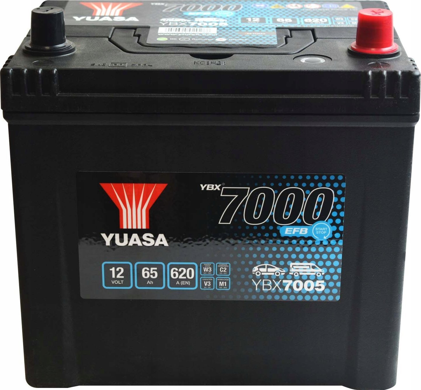 Akumulator YUASA 12V 65Ah/620A START&STOP EFB YBX7000 EFB Start Stop Plus (P+ biegun standardowy) 232x173x225 B00 (efb/rozruchowy)