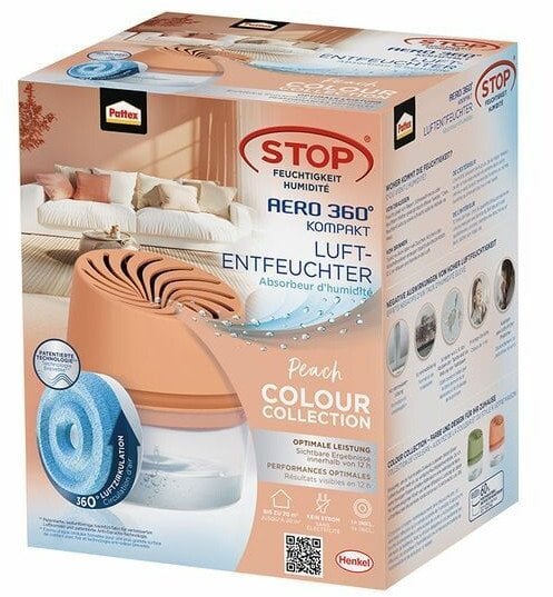 Pattex Luftentfeuchter Gerät Aero 360 inkl. 450g Tab pfirsch