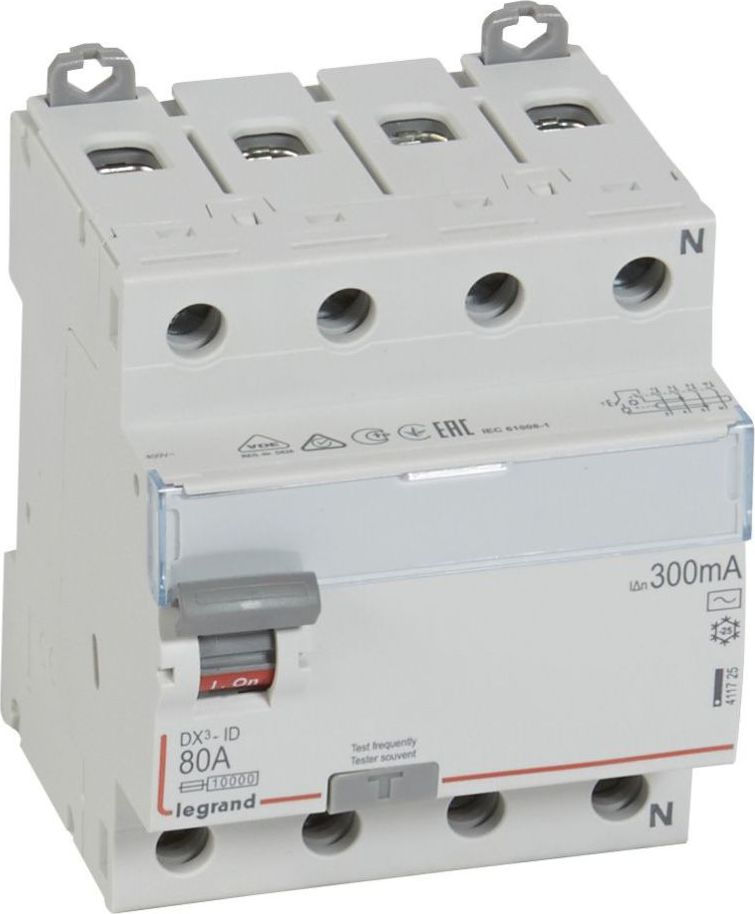 Legrand Wyłącznik różnicowo-prądowy 4P 80A 0,3A typ AC P304 DX3 (411725)