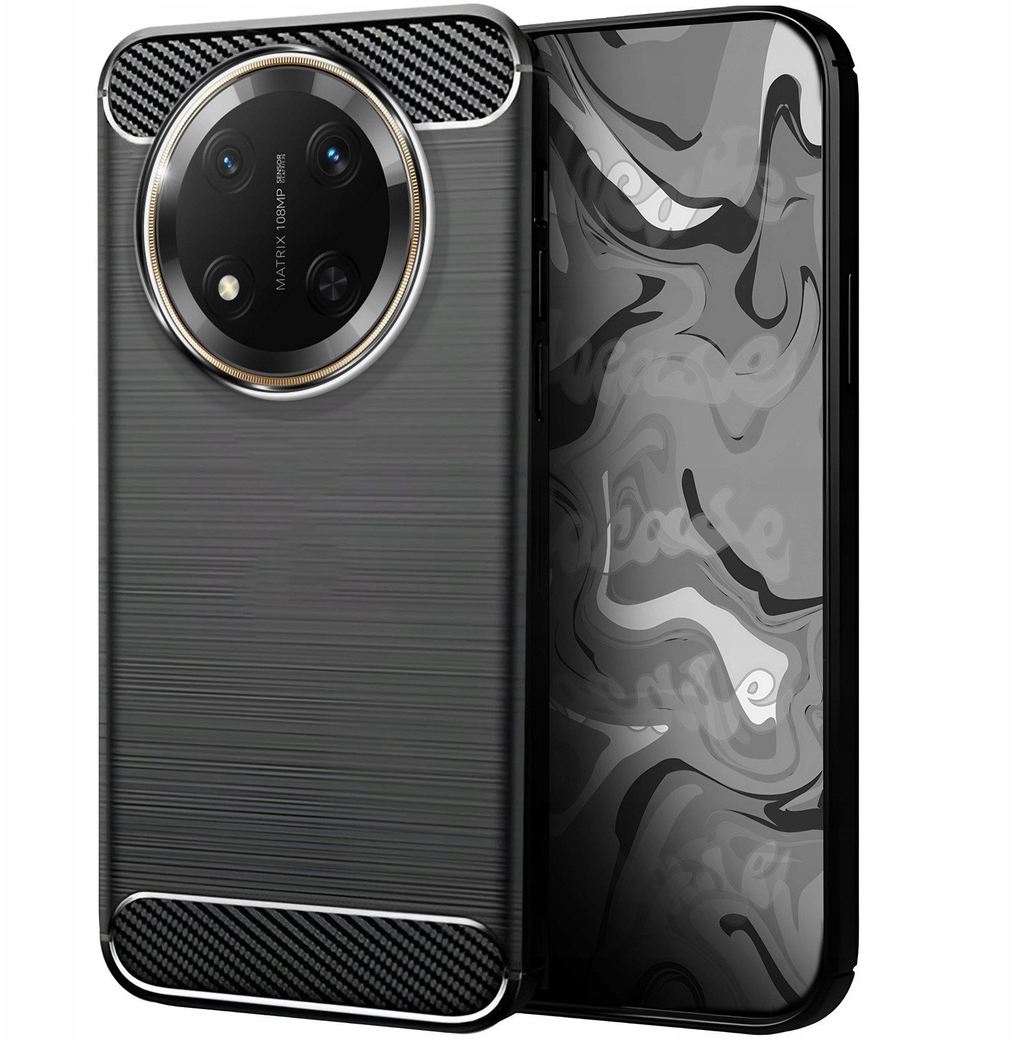 Etui do Honor Magic7 Lite 5G (Czarne, Pancerne, Karbon, Pokrowiec, Case)