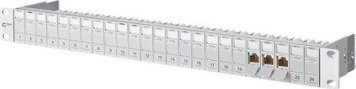 MetzConnect BTR BTR Patch Panel E-DAT modul, Cat 6a, 24 Port, 19", anodised silver - 130920-E