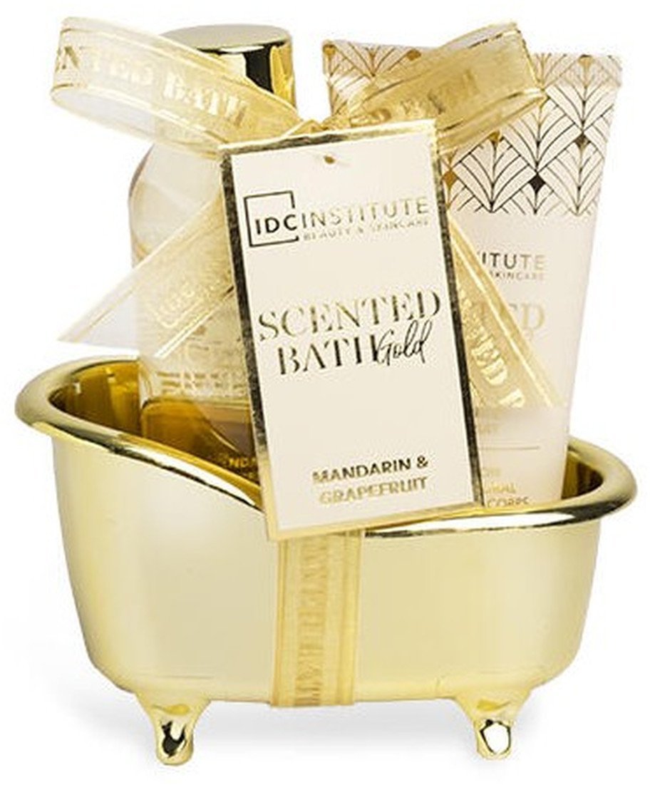 IDC INSTITUTE SCENTED GOLD MINI BATHTUB SET Rinkinys IDC Institute Scented Gold Mini: dušo želė, 100 ml + kūno losjonas, 50 ml