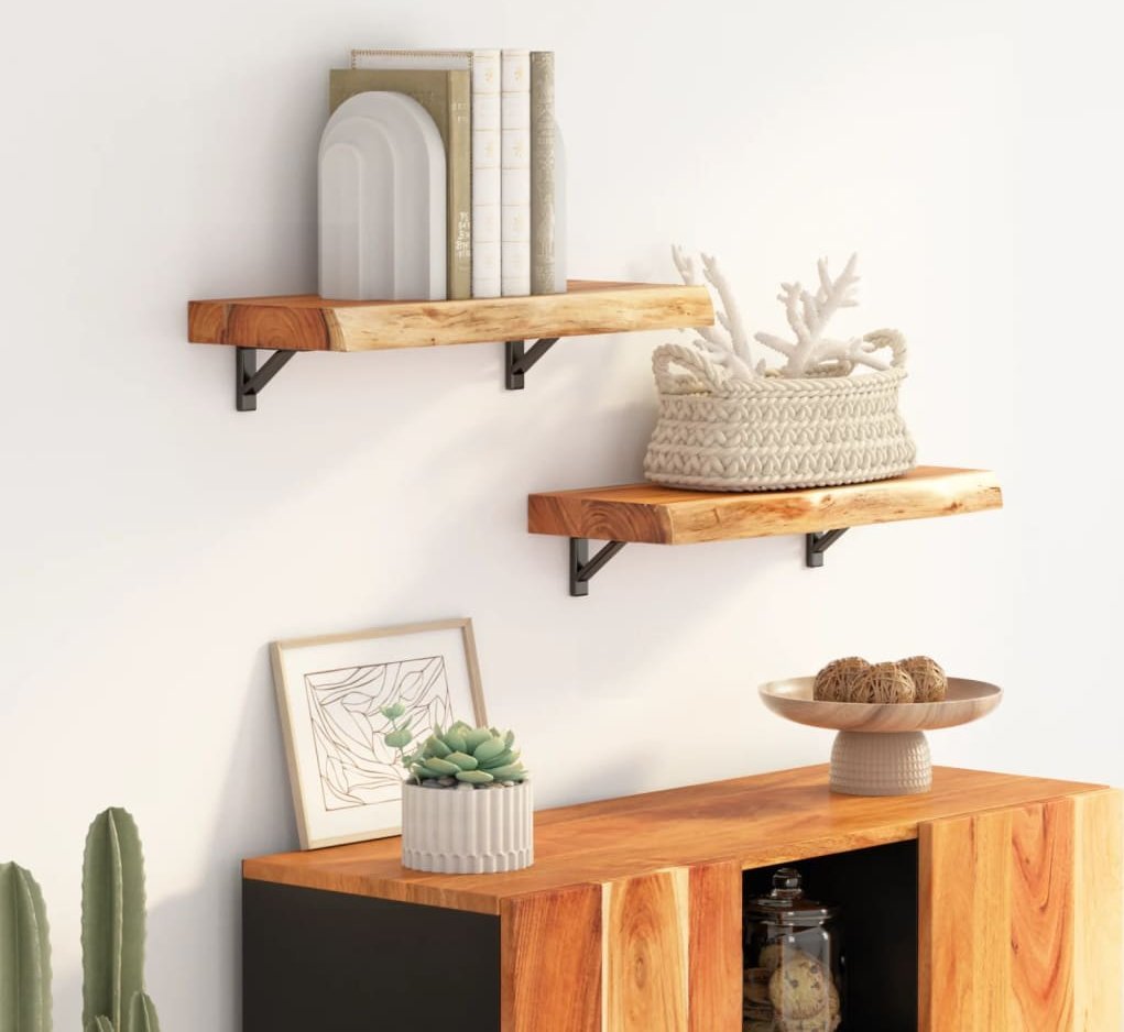 vidaXL Półka ścienna, 60x30x2,5 cm, drewno akacjowe, naturalna krawędź