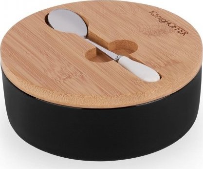 Tadar CERAMICZNA CUKIERNICA Z POKRYWĄ I ŁYŻECZKĄ czarna