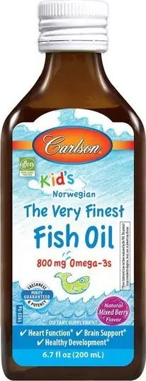 Carlson Labs Carlson Labs - Kid's The Very Finest Fish Oil, 800mg Natural Mixed Berry, Płyn, 200 ml