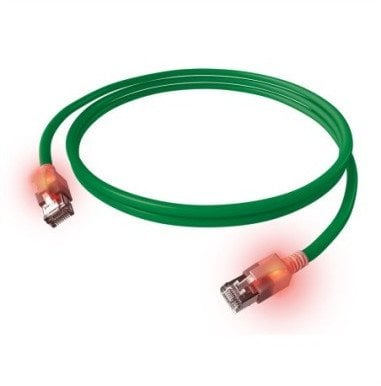 Kabel krosowy EasyLan S/FTP DualBoot LED Cat.6A, RJ45 / RJ45, LSOH, zielony, 1,5 m
