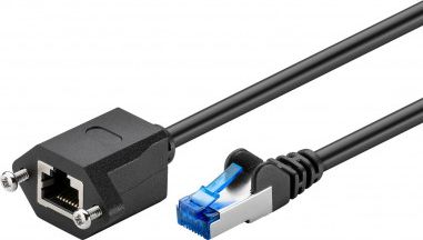 Goobay Wentronic goobay - Patch- Extension cable - RJ- 45 (M) to RJ- 45 (W) - 1,0m - SFTP, PiMF - CAT 6a - shaped, stranded - black (77574)
