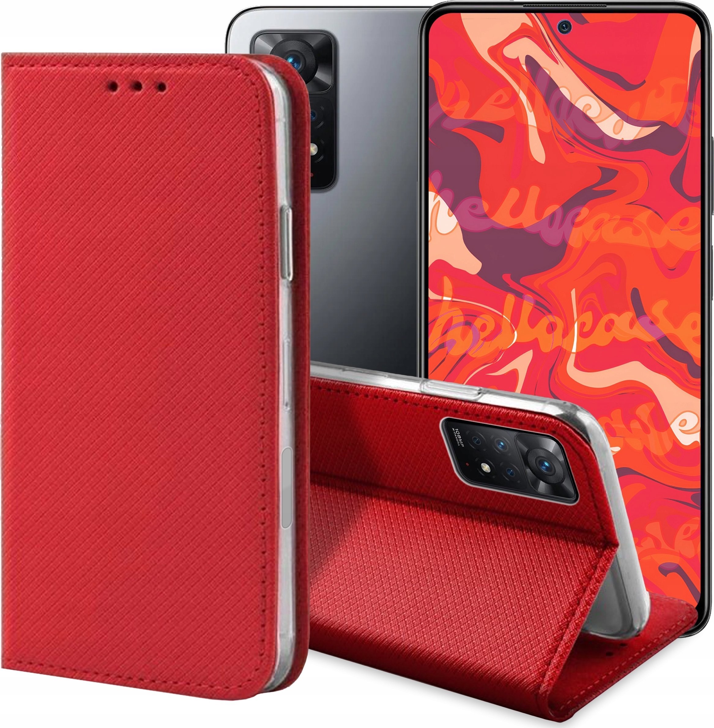 ETUI Z KLAPKĄ DO XIAOMI REDMI NOTE 11 PRO 4G / 5G / 12 PRO 4G CZERWONE CASE
