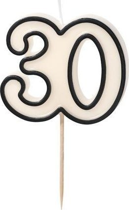 Świeczka urodzinowa 30 biało-czarny 5,5cm
