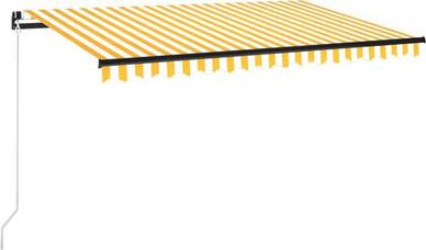 vidaXL Ręcznie zwijana markiza z LED, 450 x 300 cm, żółto-biała