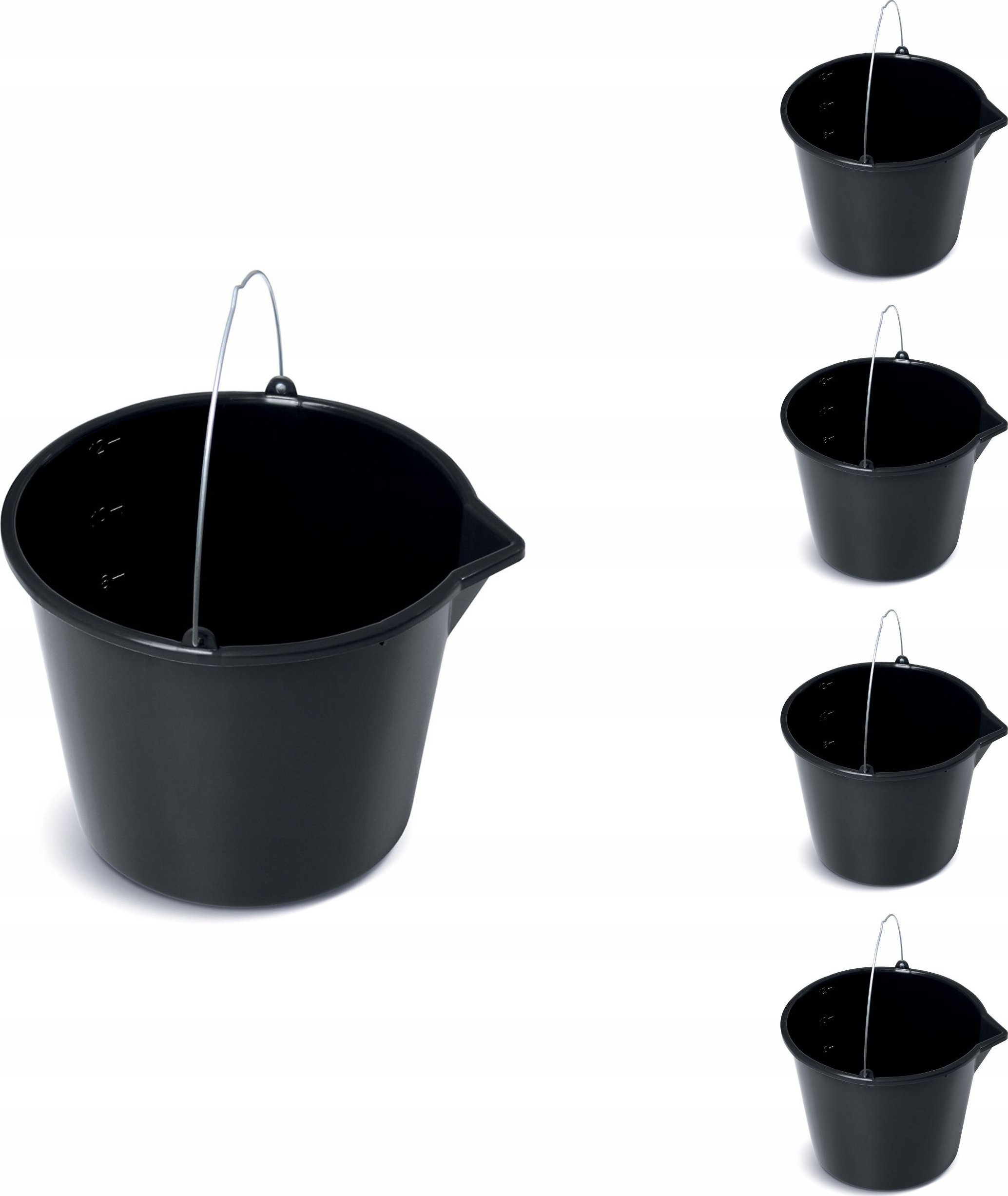 5x Wiadro budowlane 12l lejek gospodarcze Ogrodowe