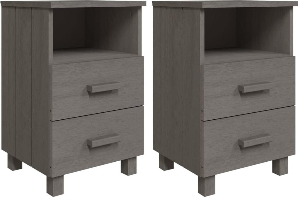 vidaXL vidaXL Szafki nocne, 2 szt., jasnoszare, 40x35x62 cm, drewno sosnowe