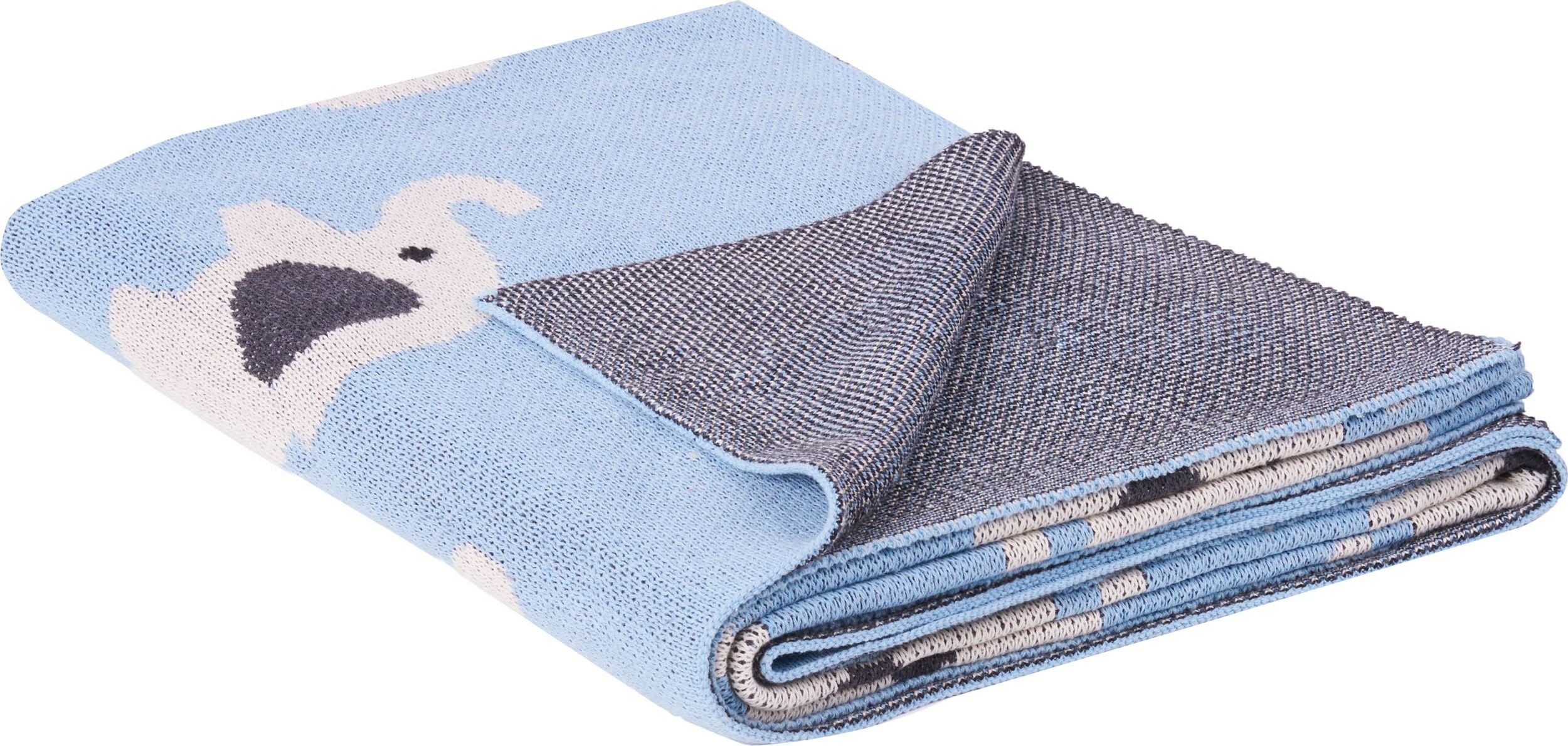 Beliani Koc HILKOT Bawełna 130 x 170 cm Niebieski