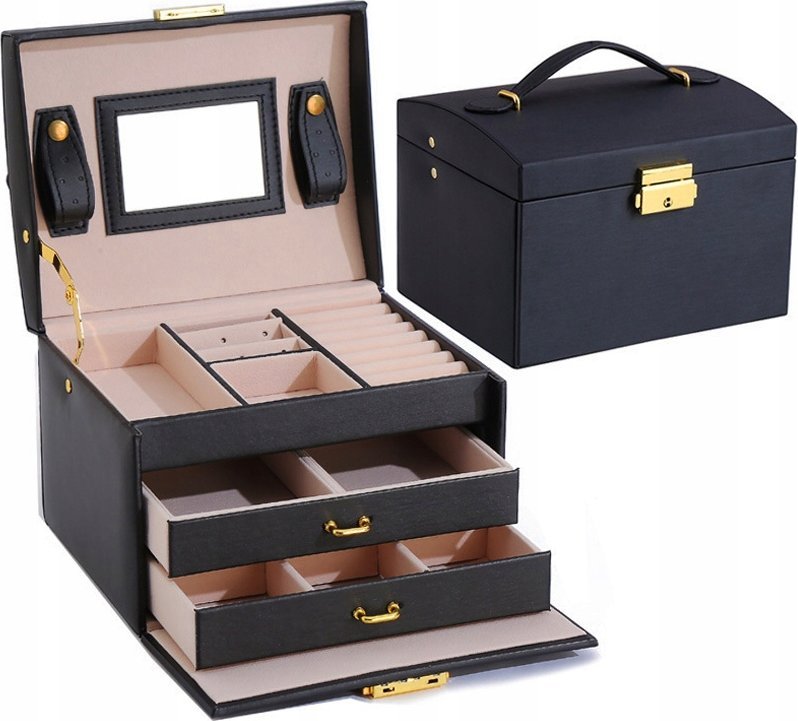 Verk Szkatułka na biżuterię 2 szuflady SB1 (Czarna) uniwersalny