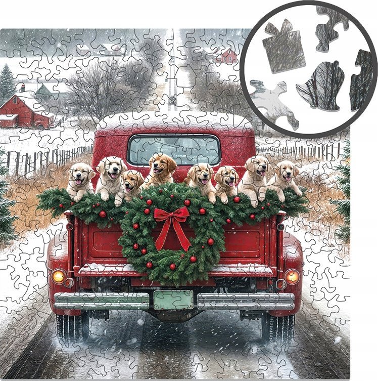 Alexander Drewniane puzzle Podróżujące psy Christmas 50943