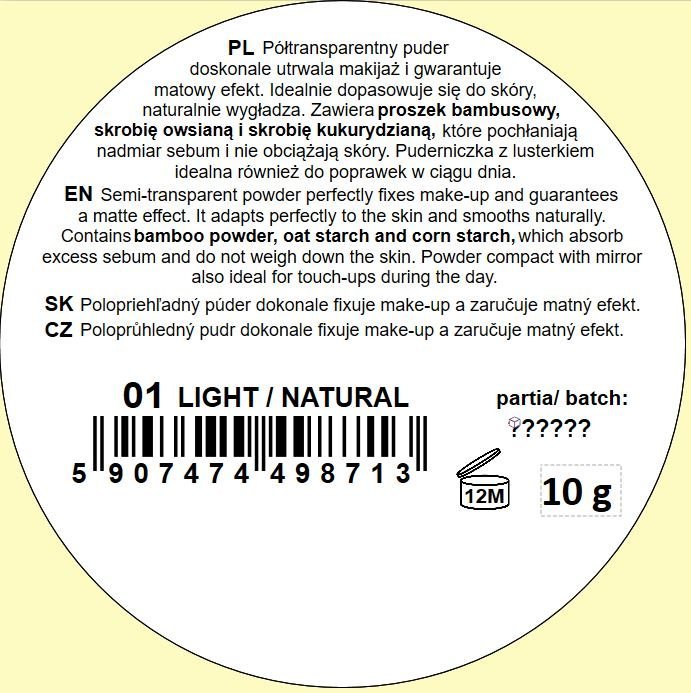 Hean Puder utrwalający Feel Natural! Fixing powder 10g Light/Natural (01)