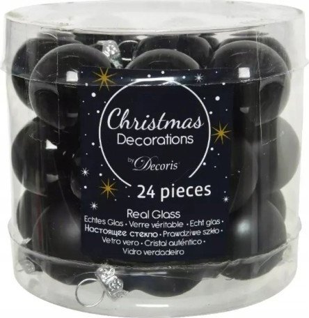 Kaemingk Bombki choinkowe czarne zestaw 24 szt.