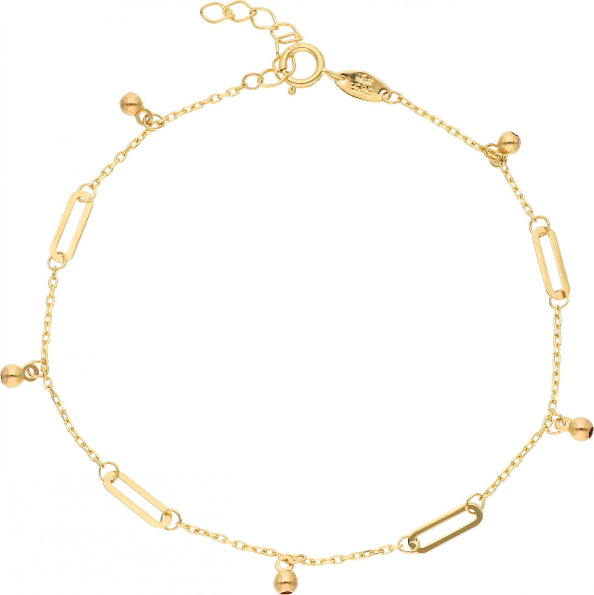 Rosanto Ciekawa złota bransoletka z wiszącymi kulkami 19 cm 585 14k