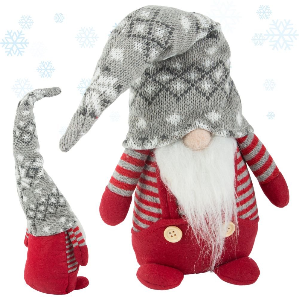 Skrzat krasnal świąteczny czerwony gnom z brodą pod choinkę 38cm miękki