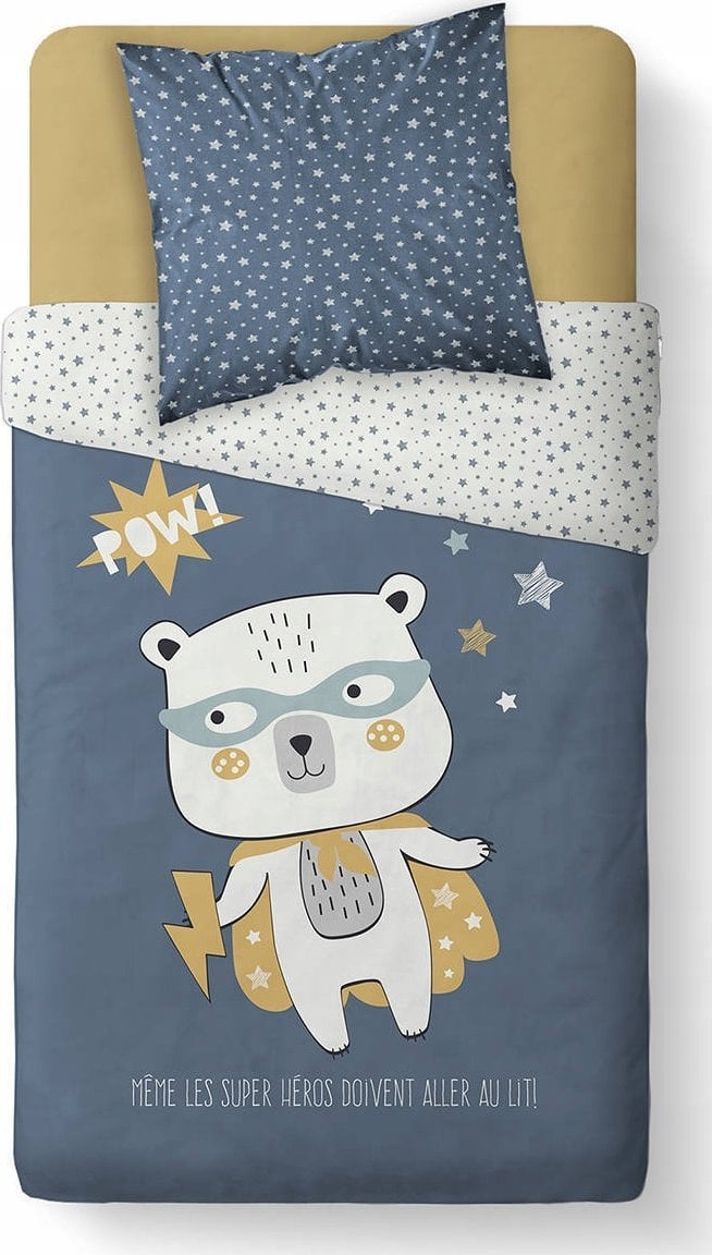 TODAY Pościel dla chłopca, 140 x 200 cm, dwustronna, miś superbohater