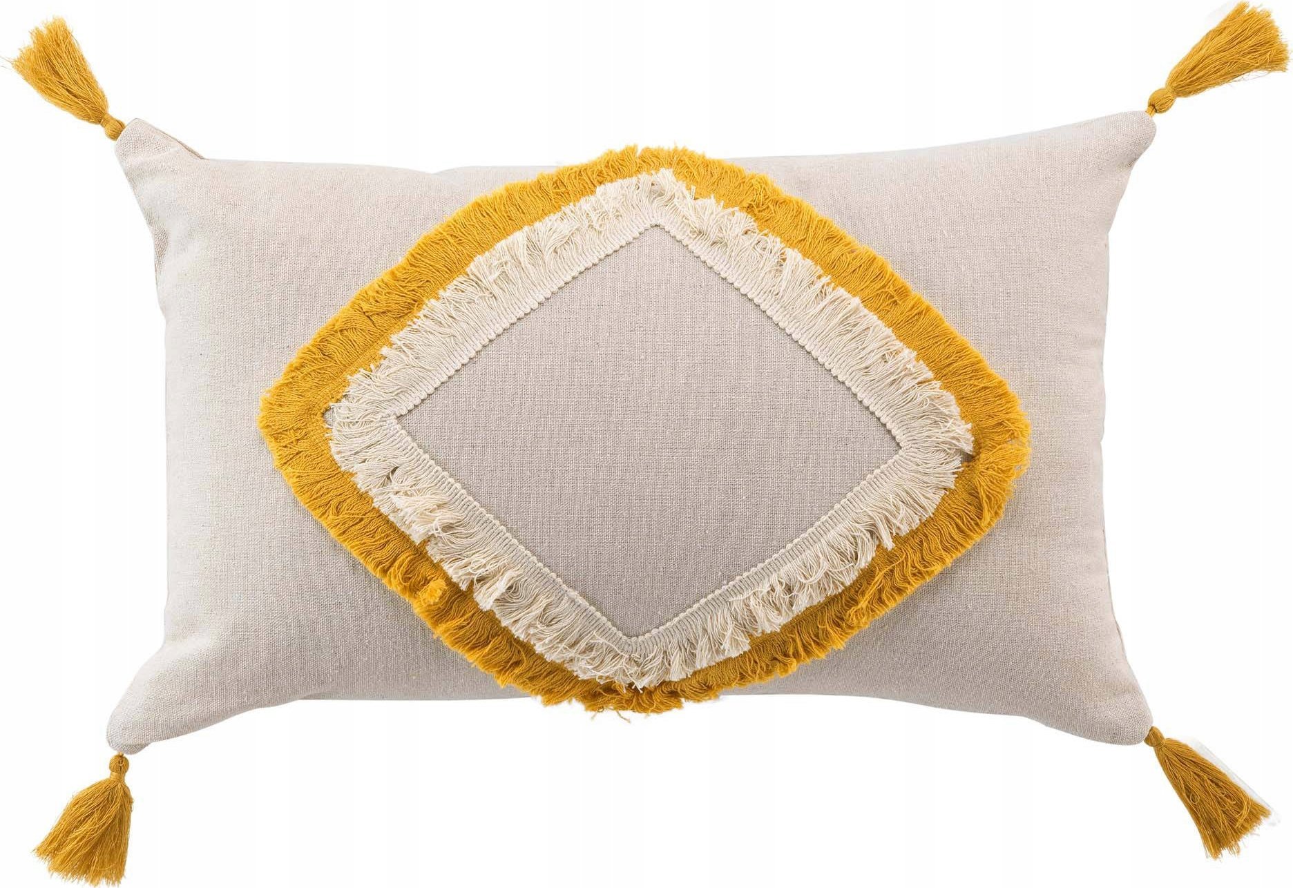 Douceur d`Interieur Poszewka dekoracyjna do salonu MALORY, z żółtymi frędzlami